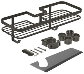 Mensola da bagno autoportante in acciaio nero opaco Lava - Metaltex