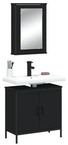 Set mobili da bagno 2 pz nero in legno multistrato