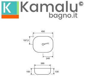 Kamalu - lavabo da appoggio colore azzurro opaco | klt-490az