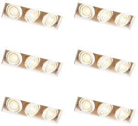 Set di 6 faretti da incasso bianchi regolabili senza cornice 3 luci - Oneon