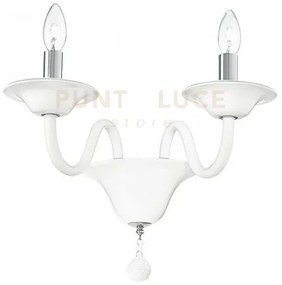 Applique a parete soffio bianca e cromo 2 luci attacco e14 47x30x36...