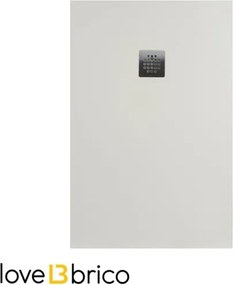 Piatto doccia in mineralmarmo 80x120 cm beige effetto pietra con griglia e piletta sifonata