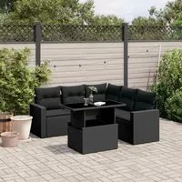 Set Divano da Giardino 6 pz con Cuscini Nero in Polyrattan 3267265