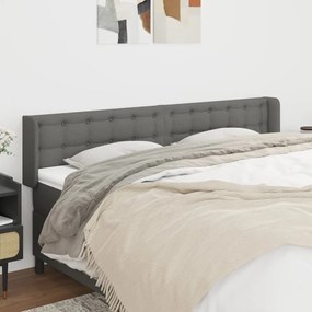 Testiera Ad Orecchio Grigio Scuro 163x16x78/88 Cm İn Tessuto /