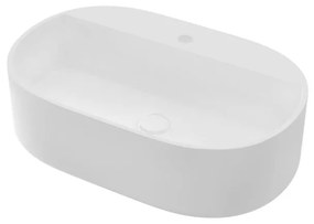 Lavabo da appoggio Kros ovale in ceramica L 55 x H 14 cm bianco