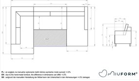 Divano letto a U beige chiaro, angolo destro Charming Charlie - Miuform