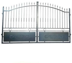 Cancello battente Zerbion in ferro, apertura centrale, L 400 x  H 180 -200 cm, di colore grigio zincato