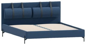 Letto matrimoniale imbottito blu scuro con griglia 200x200 cm Tulsa - Ropez