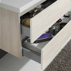 Mobile bagno sospeso rovere grigio 100 cm lavabo e specchiera LED Easy