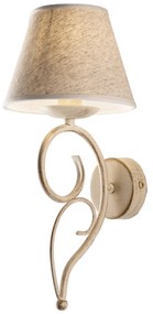 Applique 1 Luce Vienna Ferro Avorio E Oro Con Paralume In Pvc