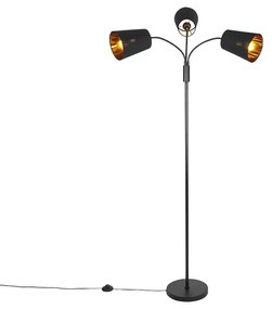 Lampada da terra moderna nera 3 luci - Carmen