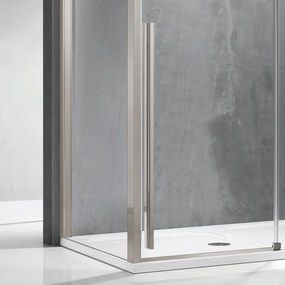 Cabina doccia 90x120 scorrevole con lato fisso 90 cm finitura acciaio spazzolato | KSA5000AS - KAMALU