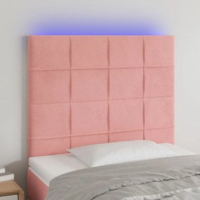 Testiera A Led Rosa 80x5x118/128 Cm İn Velluto /