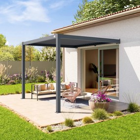 PRIMEYARD Pergola addossata in antracite 3x3 m, con tetto a lamelle in antracite - (400136)