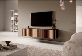 Mobile TV Sospeso Listellato 140 Cm Nero E Rovere Astra