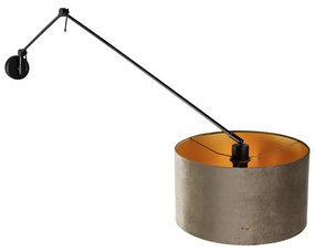 Applique nera con paralume in velluto tortora 35 cm orientabile - Blitz