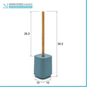 Scopino WC da appoggio turchese cobalto in abs e bambù Wave
