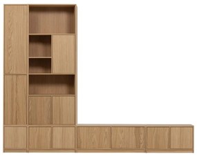 Parete attrezzata con mobile TV in rovere naturale 304x243 cm Modulair - vtwonen