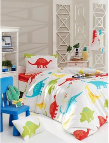 Set copripiumino e federa da bambini bianco per letto singolo 140x200 cm Dinazorus – Mijolnir