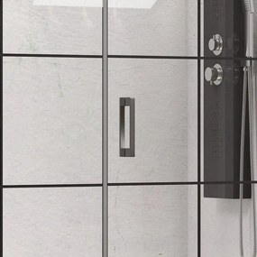 Kamalu - porta doccia 151-154 cm telaio nero opaco vetro serigrafato | kam-p5000