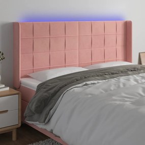 Testiera A Led Rosa 203x16x118/128 Cm İn Velluto /