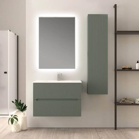 Mobile da bagno verde opaco cannettato 80 cm Riga