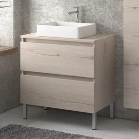 Kamalu - Mobile bagno a terra 80cm con due cassetti TOD-80P