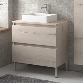 Kamalu - Mobile bagno a terra 80cm con due cassetti TOD-80P
