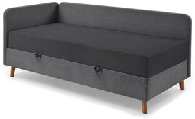 Letto singolo imbottito grigio scuro con contenitore con materasso incluso 90x200 cm Cabana – Meise Möbel