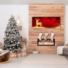 Quadro su tela Renna dorata Decorazione di Natale 100x50 cm