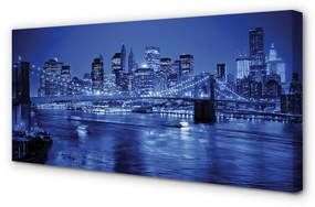 Stampa quadro su tela Panorama Bridge Skyscrapers River 100x50 cm