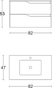 Mobile sospeso bagno base con lavabo 82 cm GRACE2 Quercia/Bianco