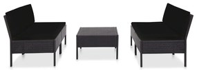 Set Divani da Giardino 5 pz con Cuscini in Polyrattan Nero