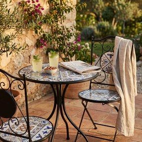 SILVES - set due sedie pieghevoli e tavolo rotondo con decori