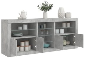 Credenza con luci led grigio cemento 181,5x37x67 cm