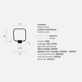 Lampada da tavolo LED 18W - Bianco moderno ALFA H36