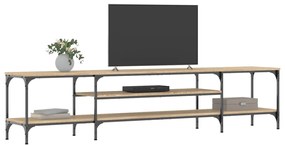 Mobile tv rovere sonoma 201x35x45 cm legno multistrato e ferro