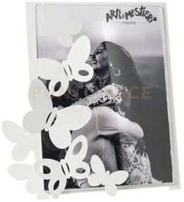 Porta foto butterly grande bianco in ferro 24x26cmh(18x24formatofoto)