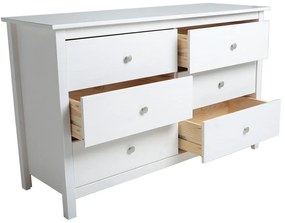 Cassettiera bassa bianca in legno di pino massiccio 130x80 cm Berna - Marckeric