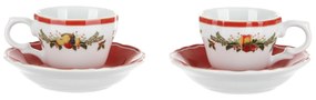 Set 2 tazze caffè Natale con piattino porcellana