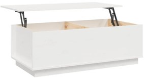 Tavolino da Salotto Bianco 100x50x35 cm Legno Massello di Pino