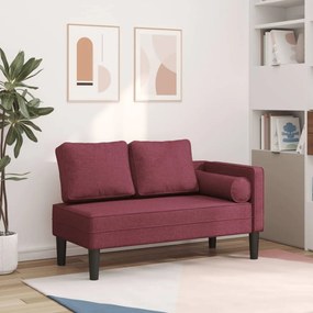 Chaise Lounge Con Cuscini Rosso Vino İn Tessuto /