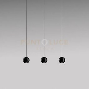 Guya s/3 - sospensione 3 luci a led lineare 3000k 1525lm 24w nero