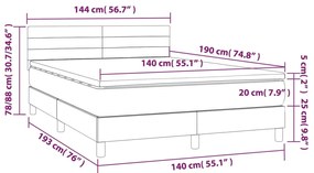 Letto a Molle con Materasso e LED Grigio Scuro 140x190 cm