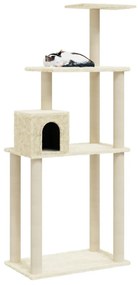 Albero per gatti con tiragraffi in sisal crema 147 cm