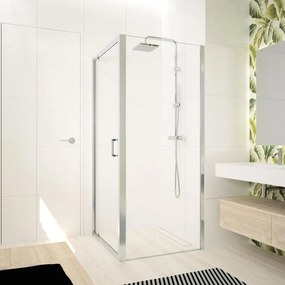 Lato fisso Ocean 90 cm, H 195 cm in vetro, spessore 4 mm trasparente silver