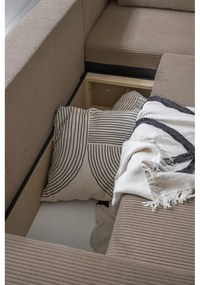 Divano letto angolare in velluto a coste beige Brave Dave - Miuform