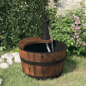 Fontana Dacqua Con Pompa 28x28x34,5 Cm Legno Massello Di Abete /