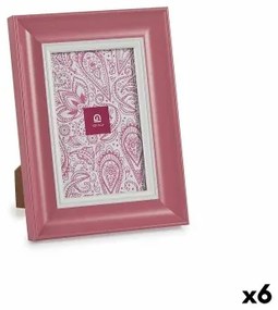 Cornice Portafoto Cristallo Rosa Plastica (6 Unità) (2 x 21 x 16 cm)
