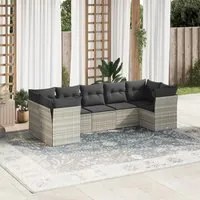 Set Divani da Giardino 7pz con Cuscini Grigio Chiaro Polyrattan 3249961